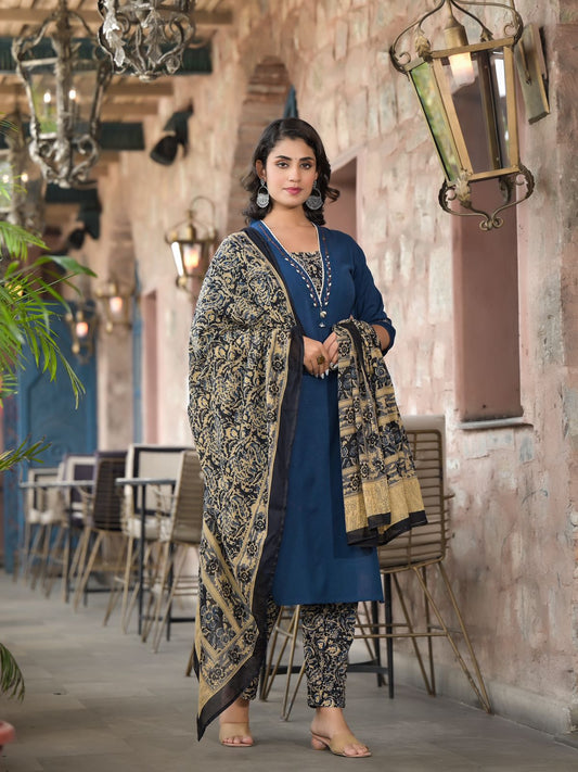 Bold Gorgeous Ajrak Block Print Suit Set - Anusheet Fashion