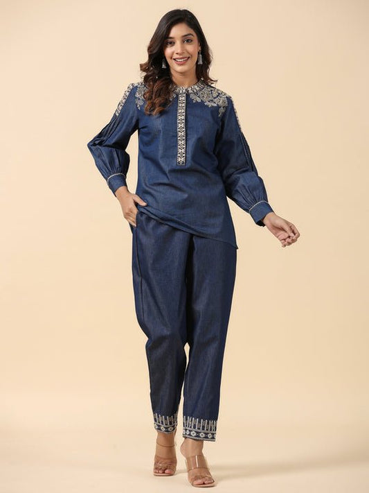 Bold Stunning Denim Co - ord Set - Anusheet Fashion