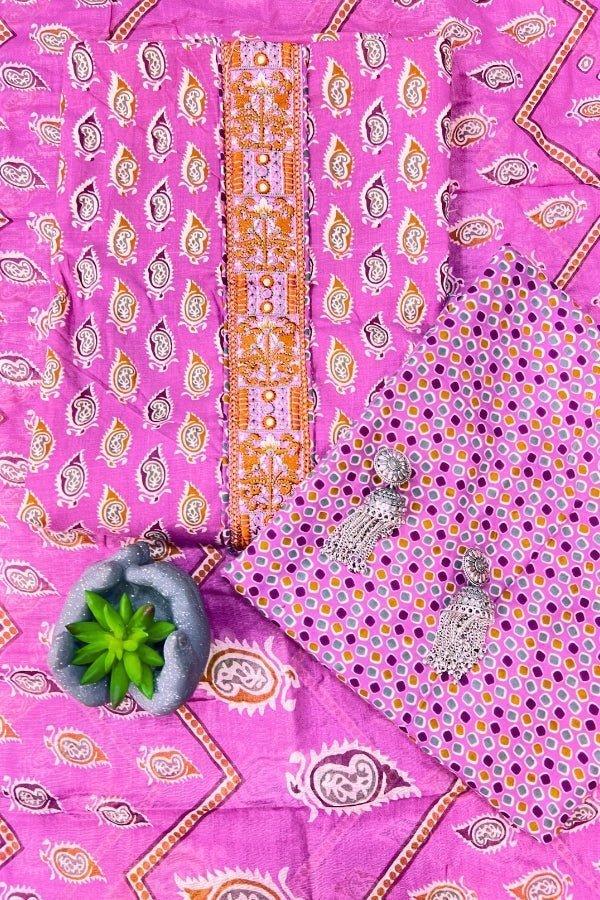 Chic Unstitched Pure Cotton Printed Suit Material For Women - Anusheet Fashion