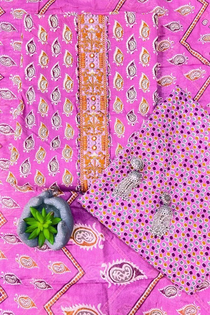 Chic Unstitched Pure Cotton Printed Suit Material For Women - Anusheet Fashion