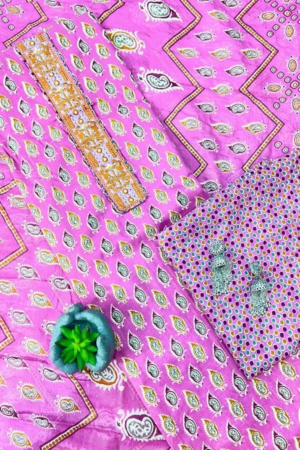 Chic Unstitched Pure Cotton Printed Suit Material For Women - Anusheet Fashion