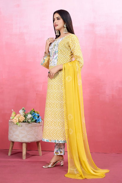 Elegant Pure Cotton Kurta Set for Women Includes Kurta, Pant & Dupatta - Anusheet Fashion