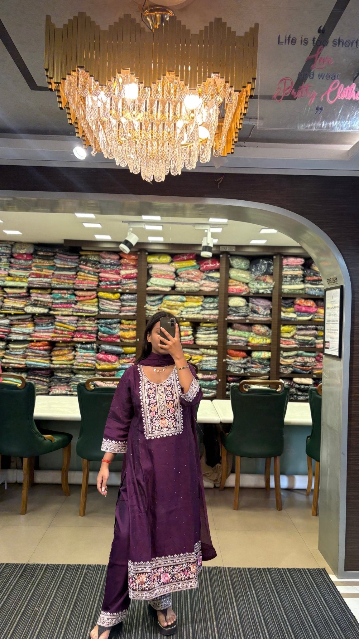 Exclusive Multi Color Thread Embroidery Purple Suit Set - Anusheet Fashion