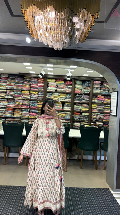 Gorgeous Multi Color Printed Anarkali Suit Set - Anusheet Fashion