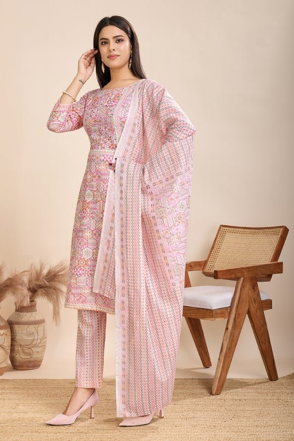 Introducing the Pure Semi - Cambric Print Suit Set - Anusheet Fashion