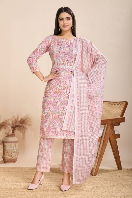 Introducing the Pure Semi - Cambric Print Suit Set - Anusheet Fashion