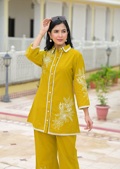 Women’s Cotton Floral Embroidered Co-ord Set – Stylish and Comfortable Outfit for Casual and Ethnic Wear