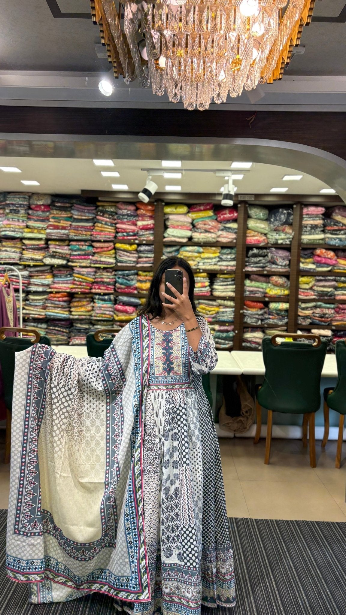 Multi Color Ethnic Printed Anarkali Suit Set - Anusheet Fashion