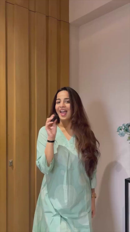 Nikki Mint Green Printd Kurta Set