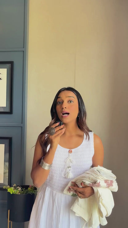 Pallavi White Handcrafted Floral Embroidered Co-Ord Set