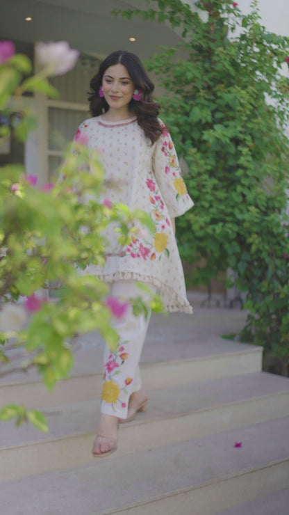 Iniya Summer Premium Floral Embroidered Co-Ord Set