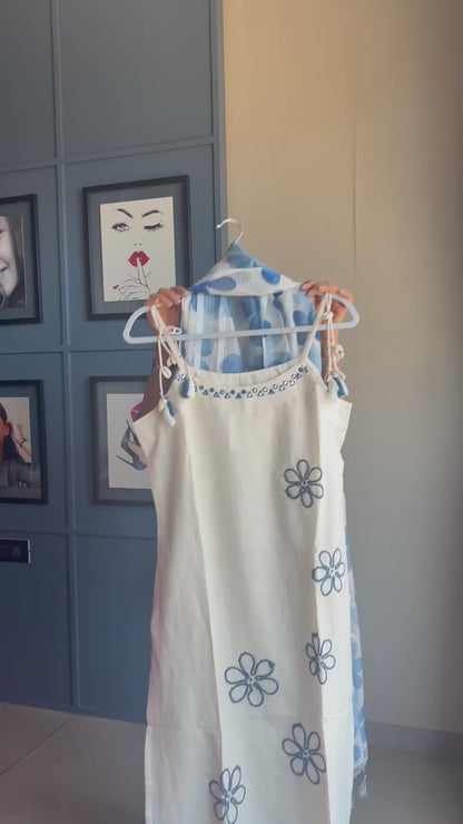 Kavita Blue Bloom Ivory and Indigo Suit Set