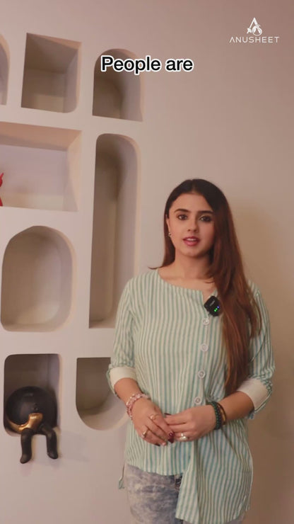 Ananya Turquoise Blue Floral Thread Embroidered Top and Pant Set