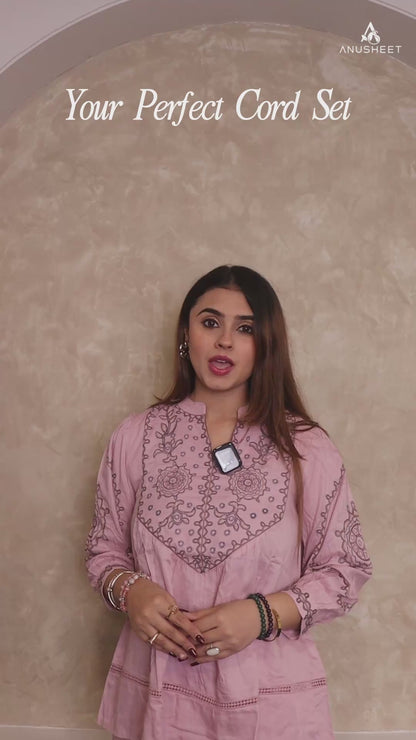 Radhika Pink Embroidered Co-Ord Set