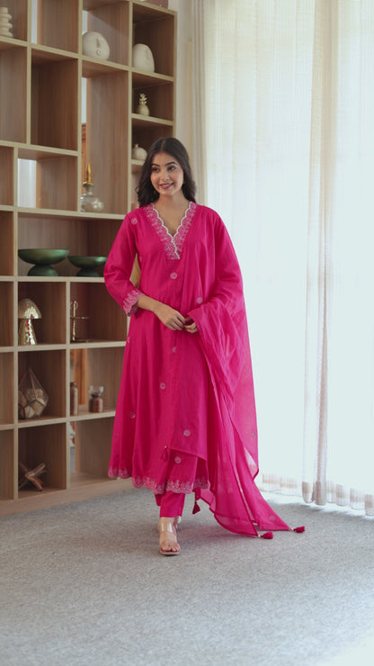 Priyanka Fuchsia Embroidered Salwar Suit Set