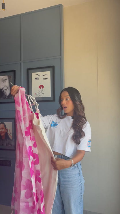 Kavita Pink Bloom Ivory and Indigo Suit Set