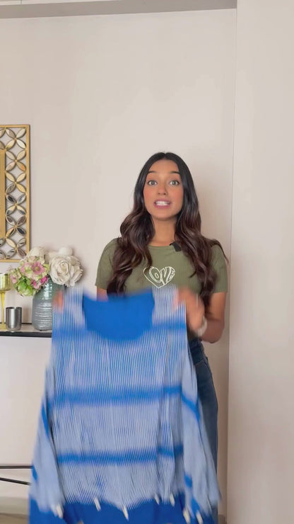 Surveen Blue Layered Indo-Fusion Co-Ord Set