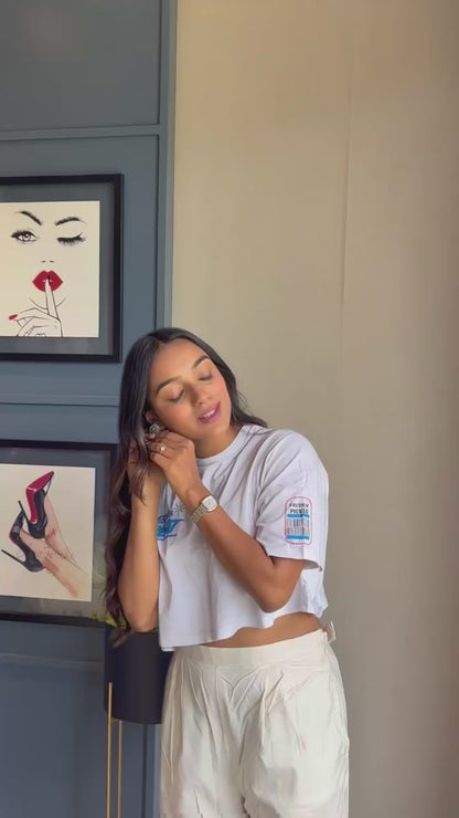 Urvashi White and Pink Printed Dress with Jacket