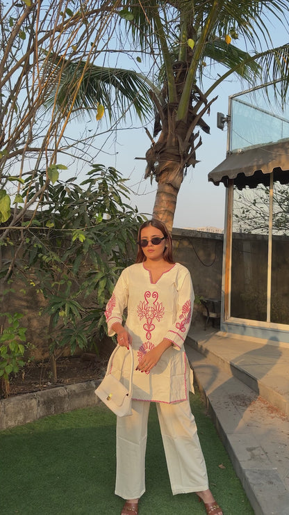 Bruna Cream Embroidered Co-ord Set