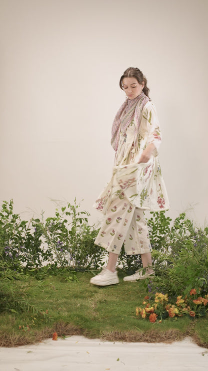 Sanchita Cream Angrakha Style Kurti with Pant Set