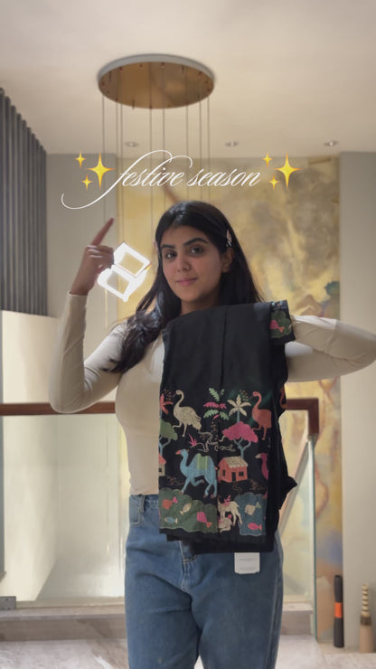 Cocktail Black Embroidered Kurti and Pant Set