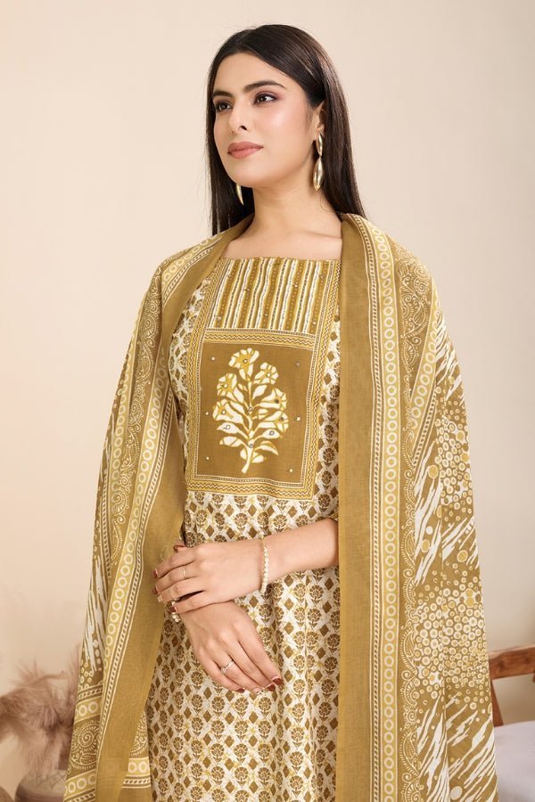 Pure Semi - Cambric Print Suit With Mal Cotton Dupatta - Anusheet Fashion