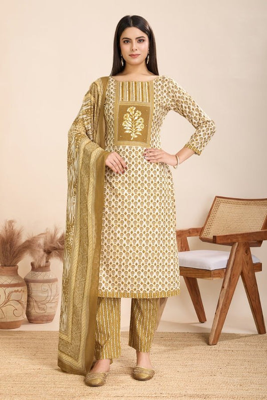 Pure Semi - Cambric Print Suit With Mal Cotton Dupatta - Anusheet Fashion