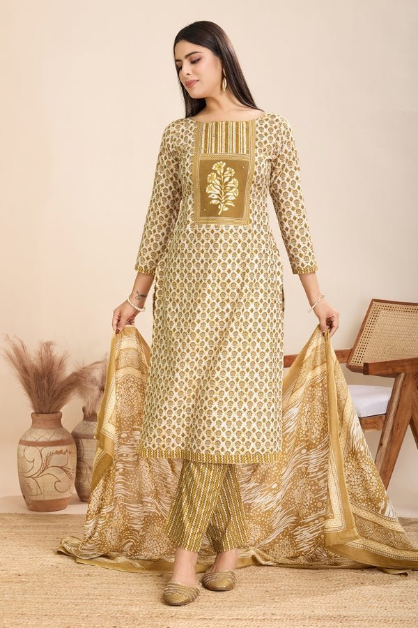 Pure Semi - Cambric Print Suit With Mal Cotton Dupatta - Anusheet Fashion