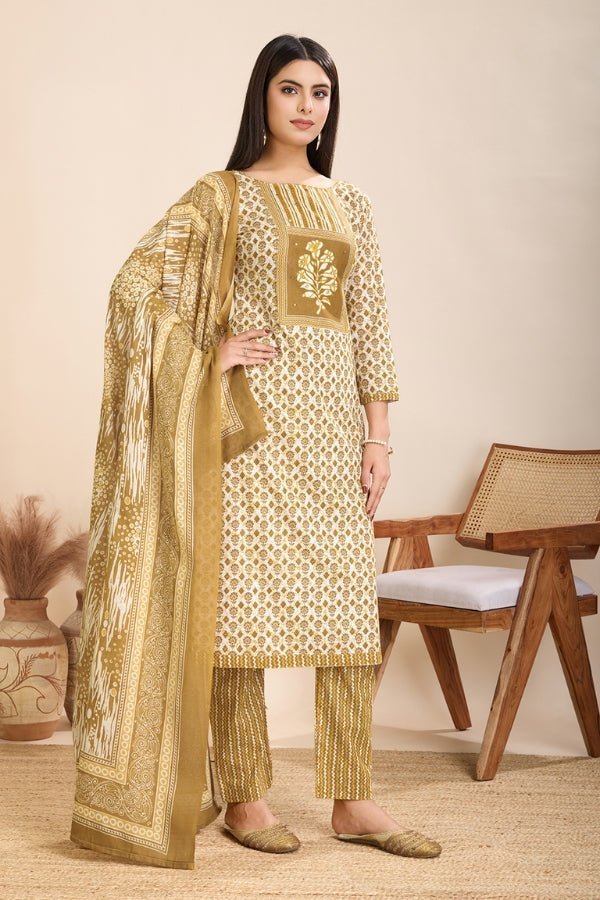 Pure Semi - Cambric Print Suit With Mal Cotton Dupatta - Anusheet Fashion