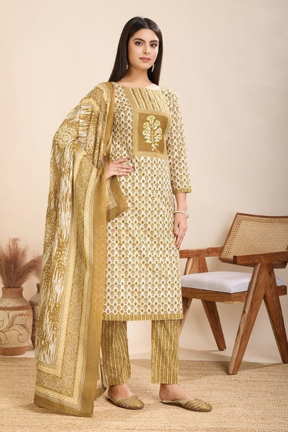 Pure Semi - Cambric Print Suit With Mal Cotton Dupatta - Anusheet Fashion