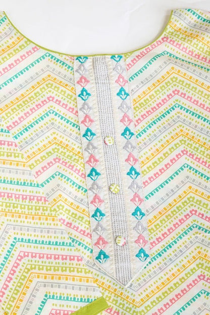 Pure Semi - Cambric Print Suit with Mal Cotton Dupatta in Multicolor - Anusheet Fashion