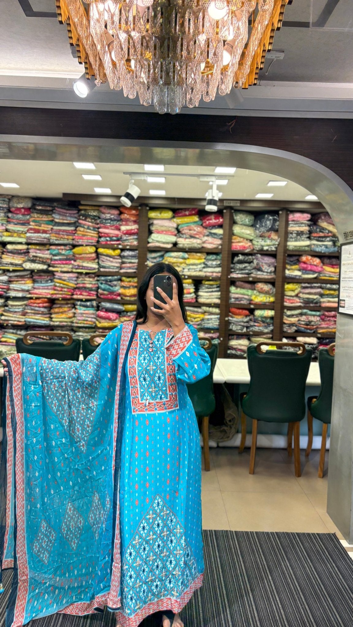 sky blue Beadwork kurta with matching pants
