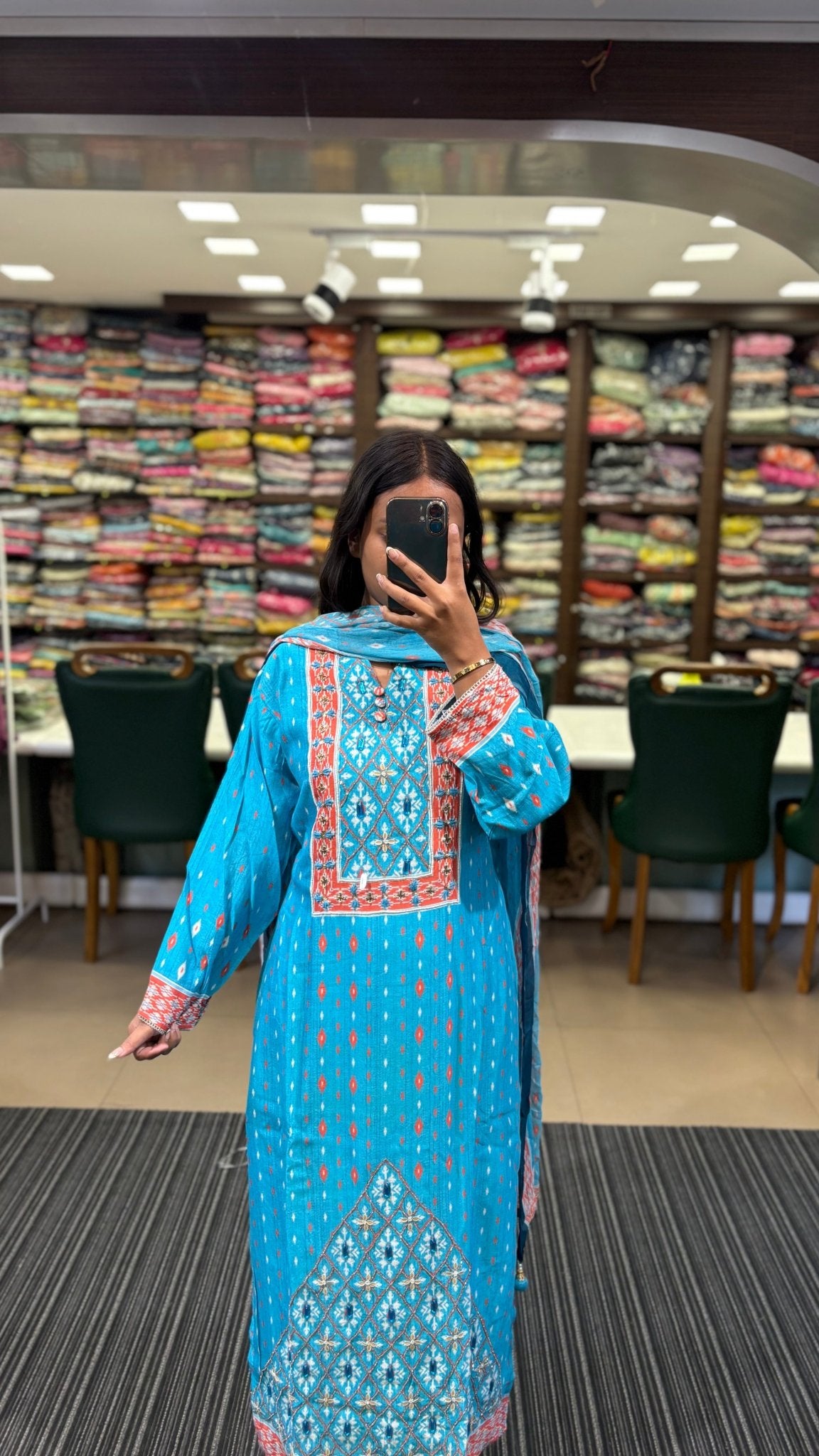 sky blue muslin suit for occasions