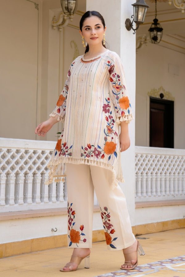 Summer Premium Cotton Embroidered Co - Ord Stylish & Comfortable - Anusheet Fashion