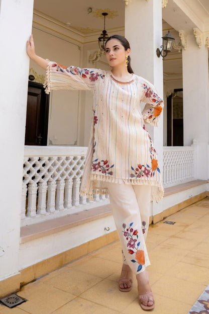 Summer Premium Cotton Embroidered Co - Ord Stylish & Comfortable - Anusheet Fashion