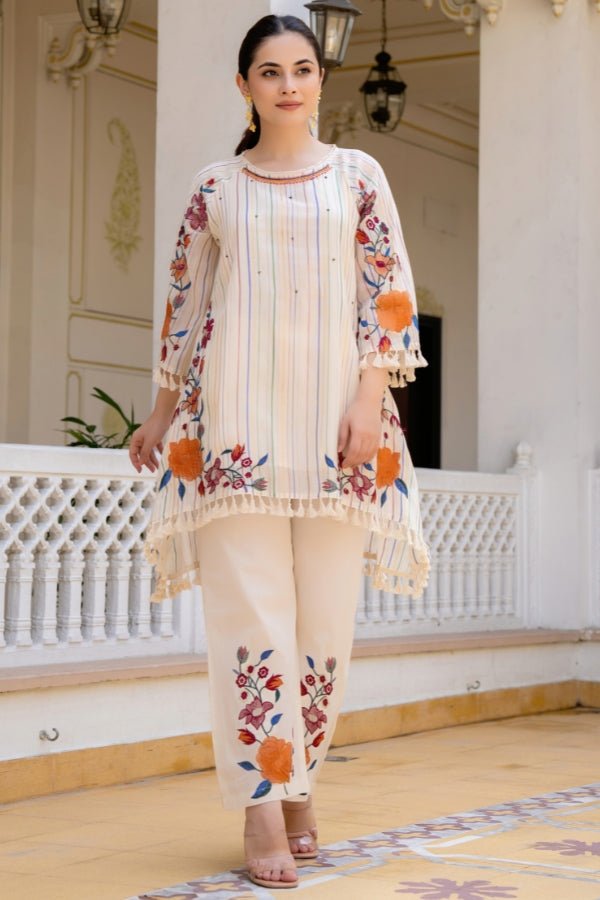 Summer Premium Cotton Embroidered Co - Ord Stylish & Comfortable - Anusheet Fashion