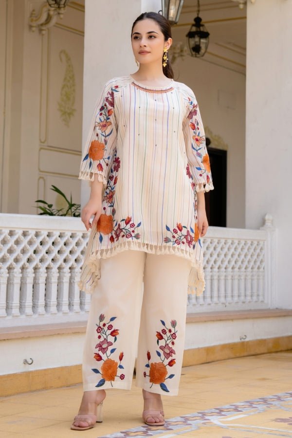 Summer Premium Cotton Embroidered Co - Ord Stylish & Comfortable - Anusheet Fashion