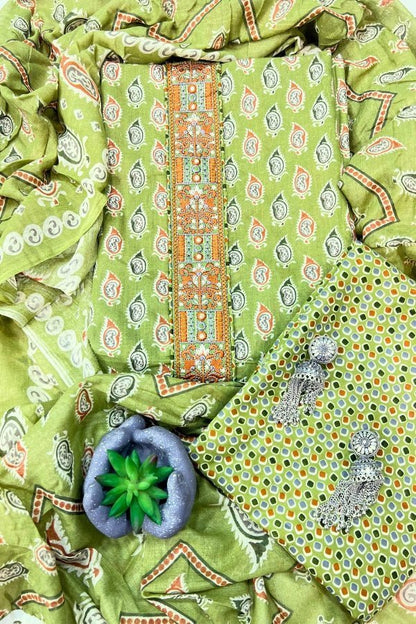 Unstitched Pure Cotton Printed Dress Material - Anusheet Fashion