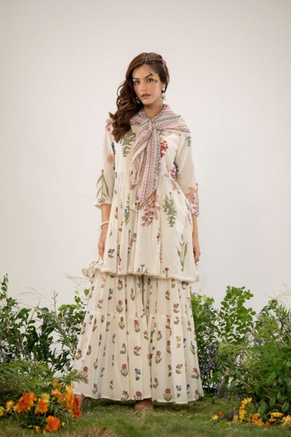 Whispers of Nature Tiered Dress Set 🌿 - Anusheet Fashion